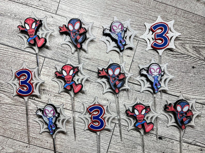 Adornos para cupcakes de Spidey y sus amigos, cumpleaños de Spidey y sus amigos, pastel de Spidey y sus amigos imagen 1