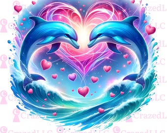 Tropical Dolphin PNG Clipart, Beach Summer Design (Digital Download)