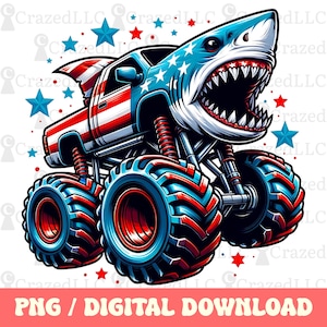 Shark Monster Truck Png Sublimation Design, Extreme Vehicle Png