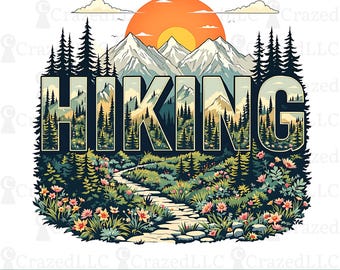 Diseño PNG de senderismo: Gráfico de camiseta de montaña (Descarga digital, 4500 x 5400 px)
