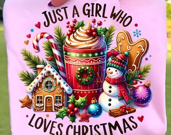Ragazza che ama il Natale PNG, design delle vacanze invernali (download digitale)