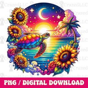 Turtle Png, Sea Turtle Png, Ocean Animal Png, Boho Floral Sea Turtle Png, Summer Toddler Png, Cute Turtle, Commercial Use