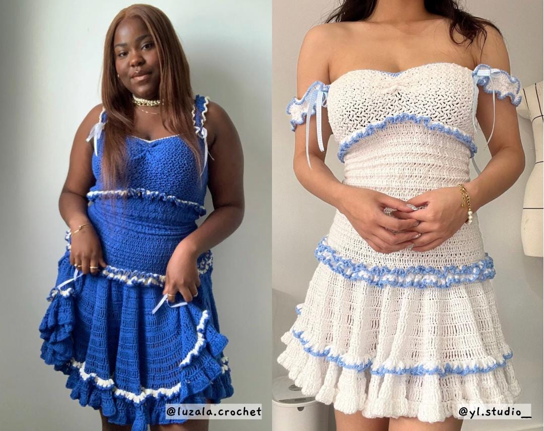 ★SHAKIRI★KIRI CROCHET MINI DRESS (BLUE)★正規品/韓国送料込 Ravelry: Light Blue Crochet Floral Dress pattern by Kiri Y.