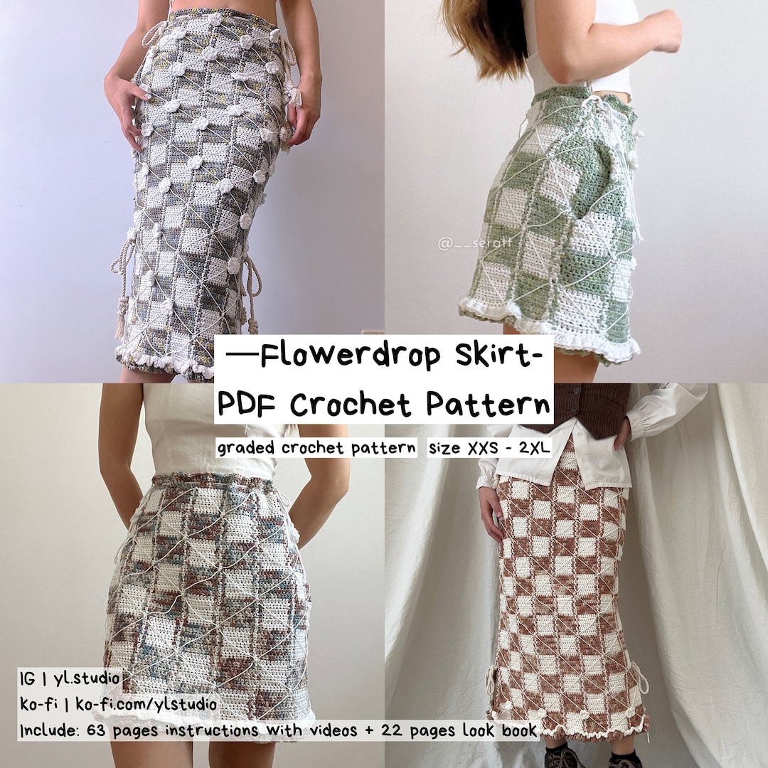Flowerdrop Skirt | PDF Graded Crochet Pattern - Etsy