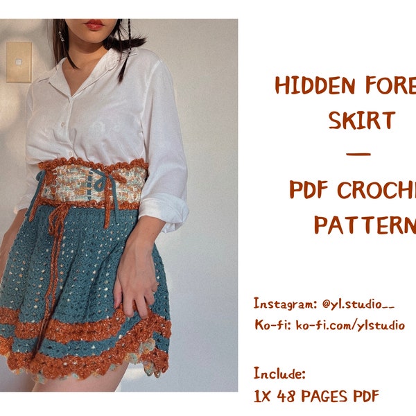Motif au crochet de jupe forêt cachée | Jupe corset au crochet
