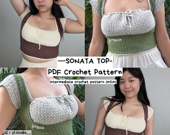 Top Sonata | Wzór na szydełko w formacie PDF | Top w stylu Milkmaid