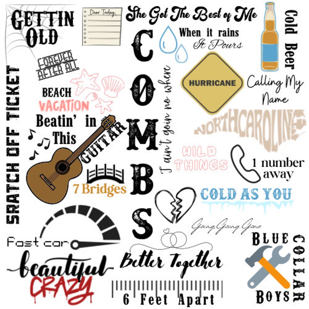 Digital SVG File, Luke Combs Lyric Clipart Graphic Design With