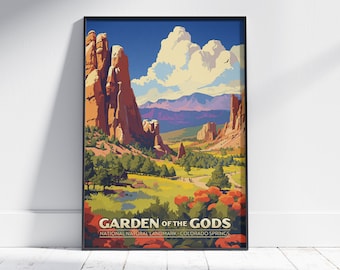 Garden of the Gods National Natural Landmark Poster Colorado Springs Wall Art - v2