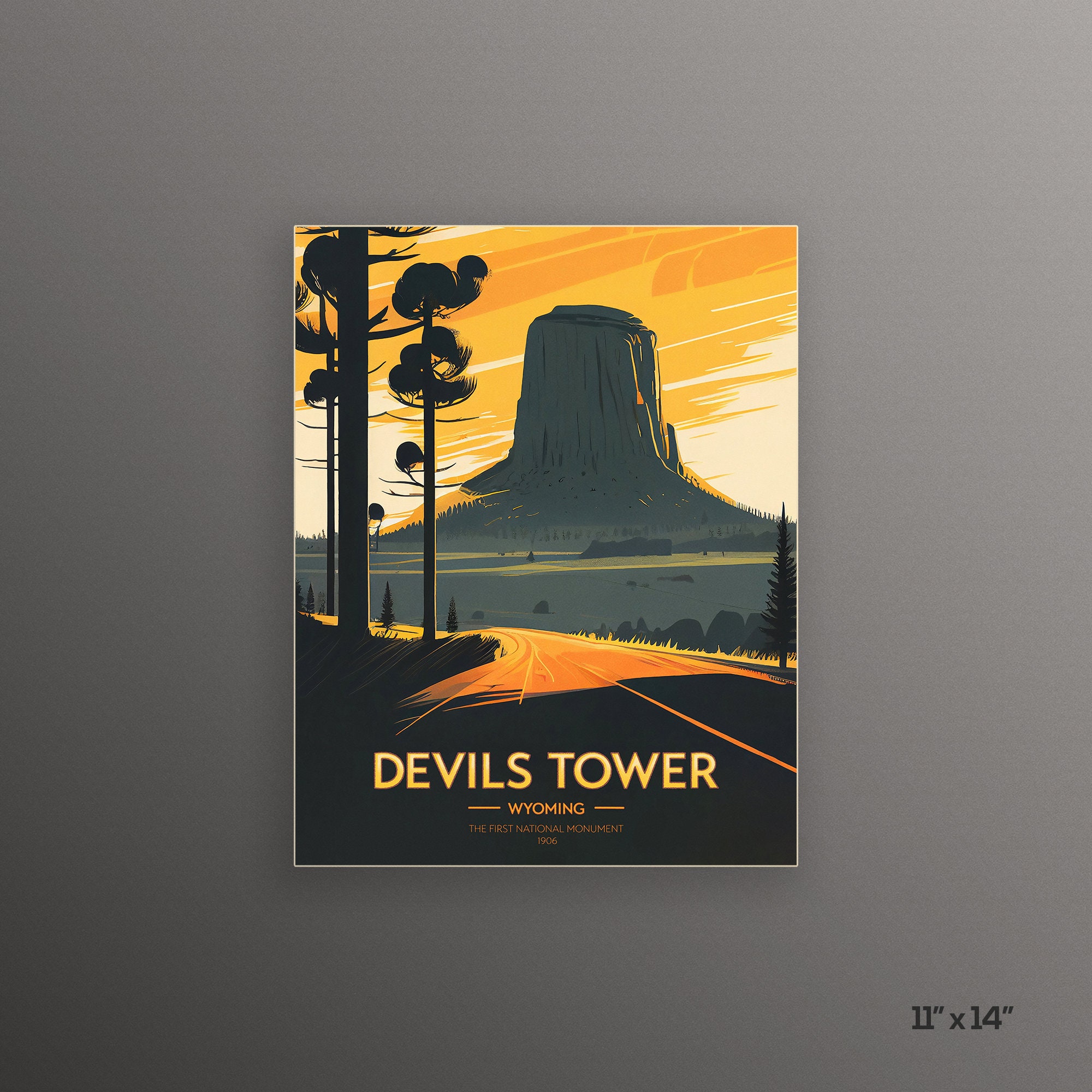 Devils Tower National Monument Vintage-style Poster Art Print | V.2 - Etsy