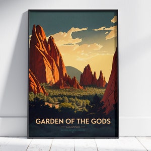Poster Jardin des dieux, monument naturel national, oeuvre d'art murale Colorado Springs