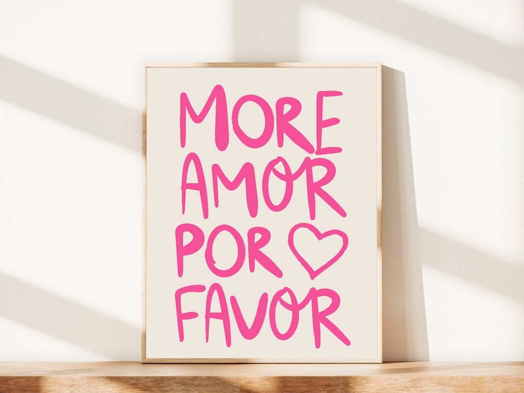 More Amor Por Favor Wall Art Print, Trendy Retro Poster Instant