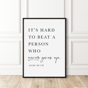 Printable Never Give Up Wall Art Motivational Poster Instant Download Typography Inspirational Print Minimalist
