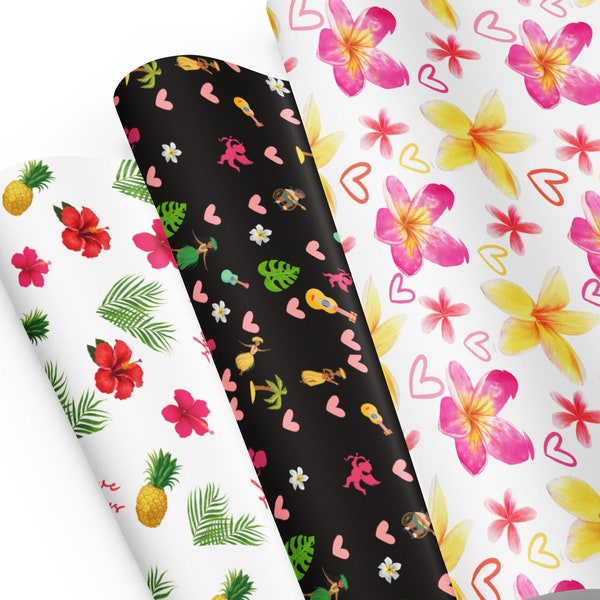 Tropical Paradise Valentine's Day Wrapping Paper - 3 Designs in one Order