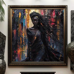 Vibrant African Woman Art Print, Digital Wall Art Decor, Black Woman Art, African American, Ethnic Wall Decor, Tribal Fashion, Afrocentric