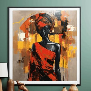 African Woman Abstract Art Digital Print, African American Art, Black Woman Art, African Wall Art, Fashion Print, Fashion Wall Art, Wall Art