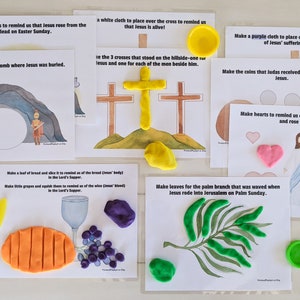 Easter Playdough Mats Printable | Holy Week | Palm Sunday | Maundy Thursday | Good Friday | Play Dough | Preschool | Sunday School |