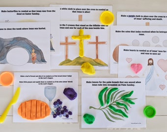 Easter Playdough Mats Printable | Holy Week | Palm Sunday | Maundy Thursday | Good Friday | Play Dough | Preschool | Sunday School |