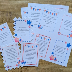 Patriotic Christian Scripture Cards, Printable, Bible Passages, Bible Verse, Independence Day, 4th of July, Veteran's Day, Memorial Day