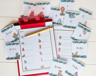 Editable Winter Write the Room Cards Printable | Christmas | Preschool | Homeschool | Animals | Writing | Math | Literacy | Elementary