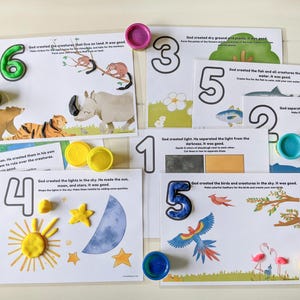 Days of Creation Playdough Mats | Instant Download | Printable | Bible Story |  Sunday School | Homeschool