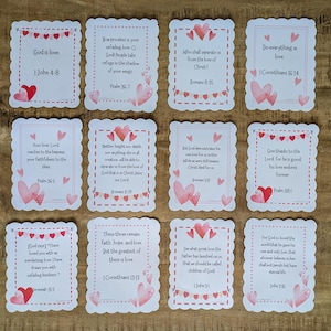 Biglietti d'amore per San Valentino cristiani / Biglietti di San Valentino per bambini / Stampabili / Passaggi sull'amore di Dio / Versetto della Bibbia / Nota per il pranzo