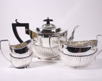 3 Piece Sterling Silver Tea Set - Williams Ltd Birmingham - 1909