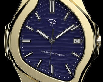 Armbanduhr gold Navy Melting, Automatik aus Edelstahl, Surrealistisches Design