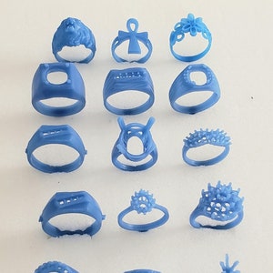 15 Ring Assortment. Jewelry Wax Patterns for lost wax casting 23-0R15 for Jewelry Artisan NEW, 3D Printing Service, Personalized Wax prints