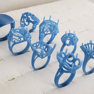 Lot of 8 Large Classic Rings. Jewelry Wax Patterns for lost wax casting, Jewelry Artisan NEW, 3D Printing Service, Personalized Wax prints