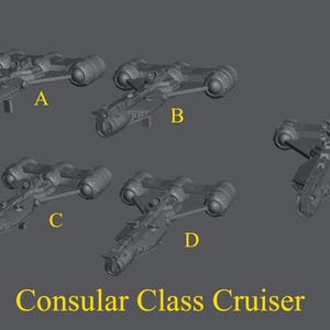 Consular Class Cruiser for Star Wars Armada or Display - Resin 3D Printed, multiple variants