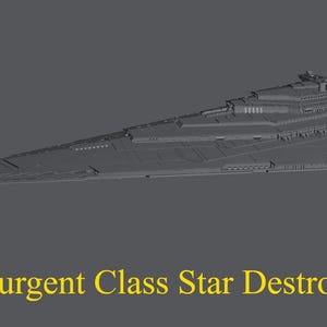 Resurgent Class Star Destroyer voor Star Wars-armada of display: 3D-geprint hars