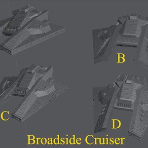 Broadside Cruiser for Star Wars Armada or Display - Resin 3D Printed, multiple variants