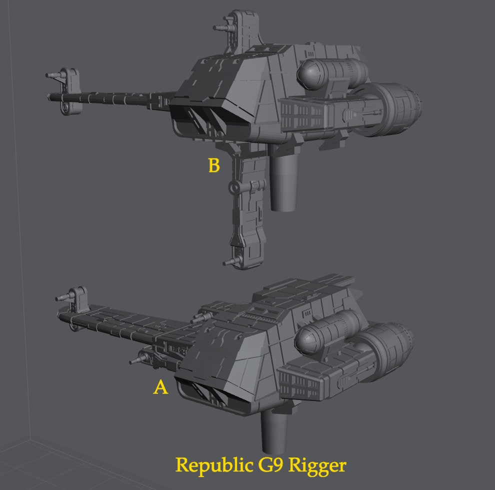 Republic G9 Rigger for Star Wars Armada or Display - Resin 3D Printed