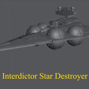 Interdictor Star Destroyer for Star Wars Armada or Display - Resin 3D Printed