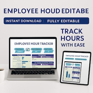 Registro de horas de empleados: Hoja de horas digital en Excel y Hojas de cálculo de Google (Plantilla PDF imprimible)