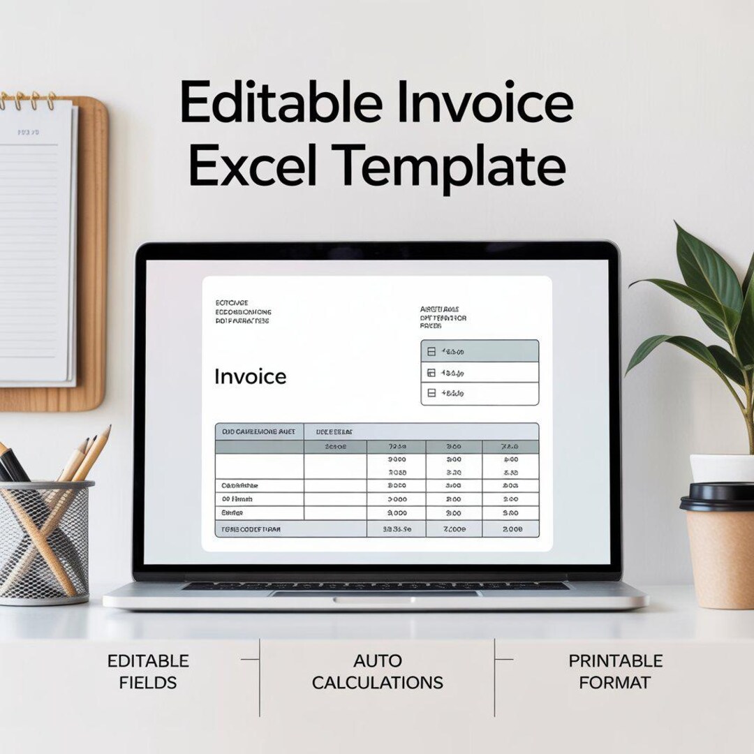 Invoice Excel Template | Small Business Billing Spreadsheet | Editable ...