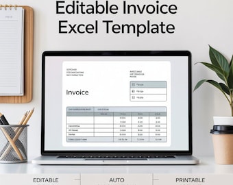 Invoice Excel Template | Small Business Billing Spreadsheet | Editable & Automated Invoicing Tool | Instant Download
