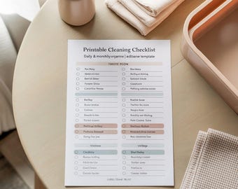 Afdrukbare checklist minimalistische schoonmaak: dag- en maandplanner (A4/US Letter-pdf)