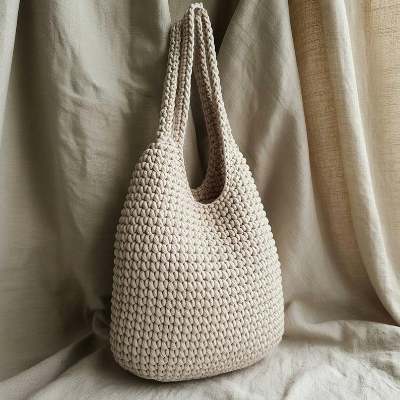 Beginner Crochet Tote Bag Pattern PDF | Cotton Hobo Purse DIY Guide ...
