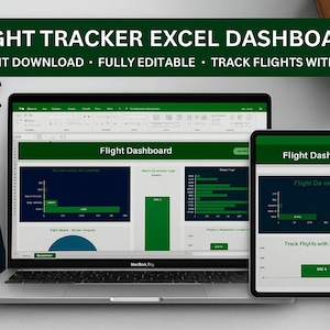 Flight Tracker Excel Dashboard: Aviation Operations Log (Instant Download .XLSX File)