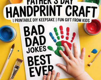 Father's Day Handprint Art: DIY Keepsake Gift (Digital Download, A4/US Letter Sizes)