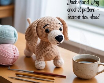 Dackel Hund Häkelanleitung | Amigurumi Welpe PDF + Word Digital Download