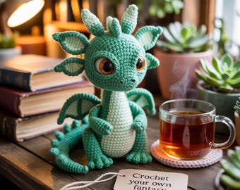 Patrón de amigurumi de dragón del bosque / Peluche de fantasía DIY PDF + Word / Tutorial de juguete de crochet