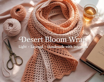 Boho Crochet Wrap Pattern: Desert Bloom Shawl (PDF & DOCX Downloadable Files)