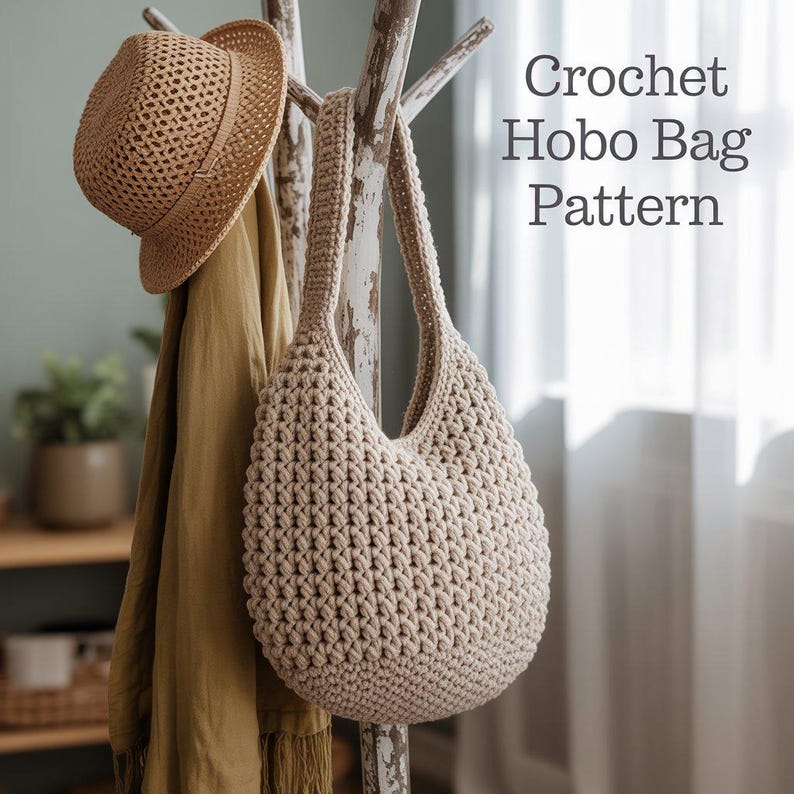 Beginner Crochet Tote Bag Pattern PDF | Cotton Hobo Purse DIY Guide ...