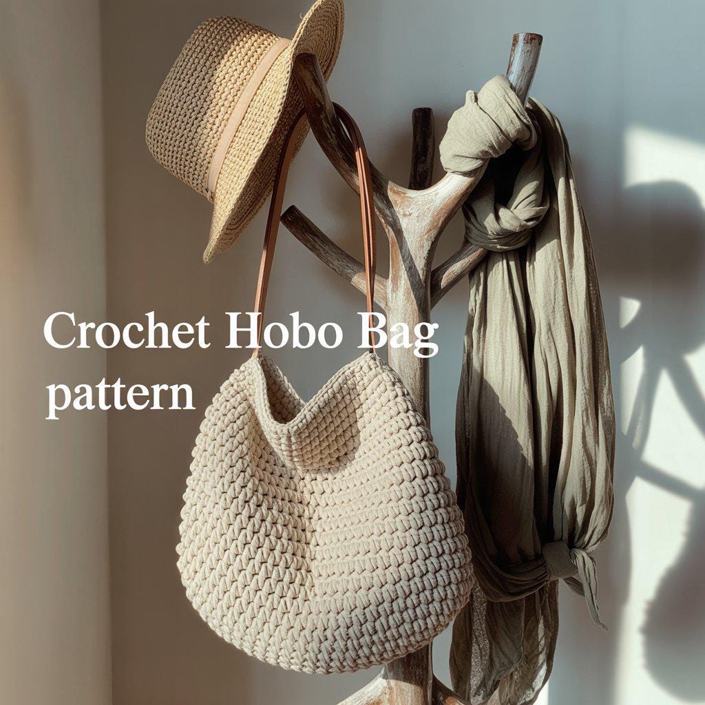 Beginner Crochet Tote Bag Pattern PDF | Cotton Hobo Purse DIY Guide ...
