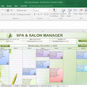 Salon & Spa Management Spreadsheet Excel: Appointment, Inventory, Sales Tracker – Digital Download