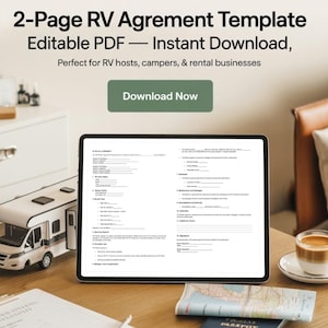 RV Rental Agreement Template  Editable Word Document (DOCX)  Camper Lease Contract for Owners  Instant Download