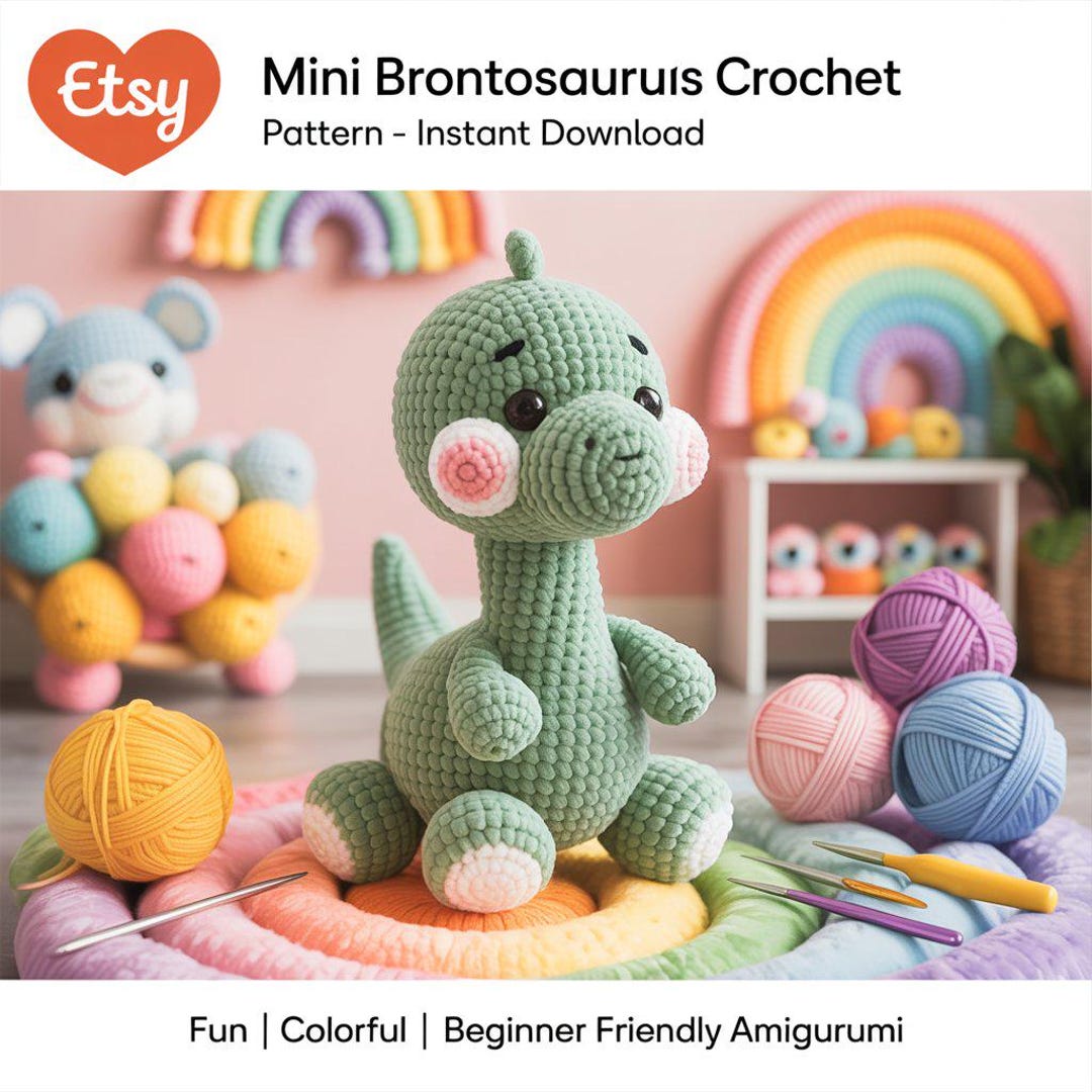 Mini Brontosaurus Crochet Pattern: Amigurumi Dinosaur (PDF + Word - Etsy