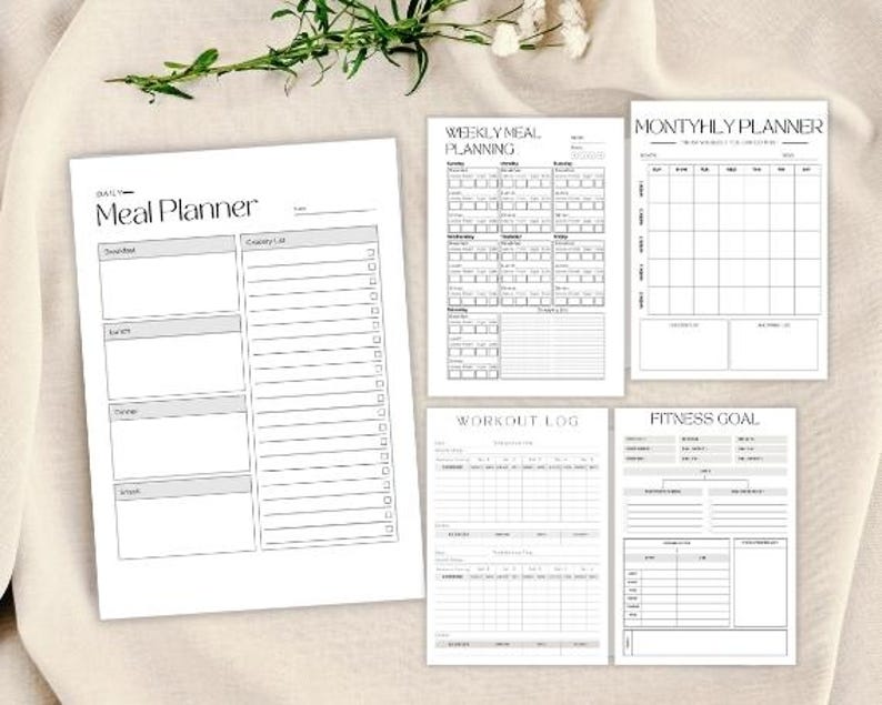 Fitness & Meal Planner Template: Canva Editable Workout Tracker (A4 PDF ...